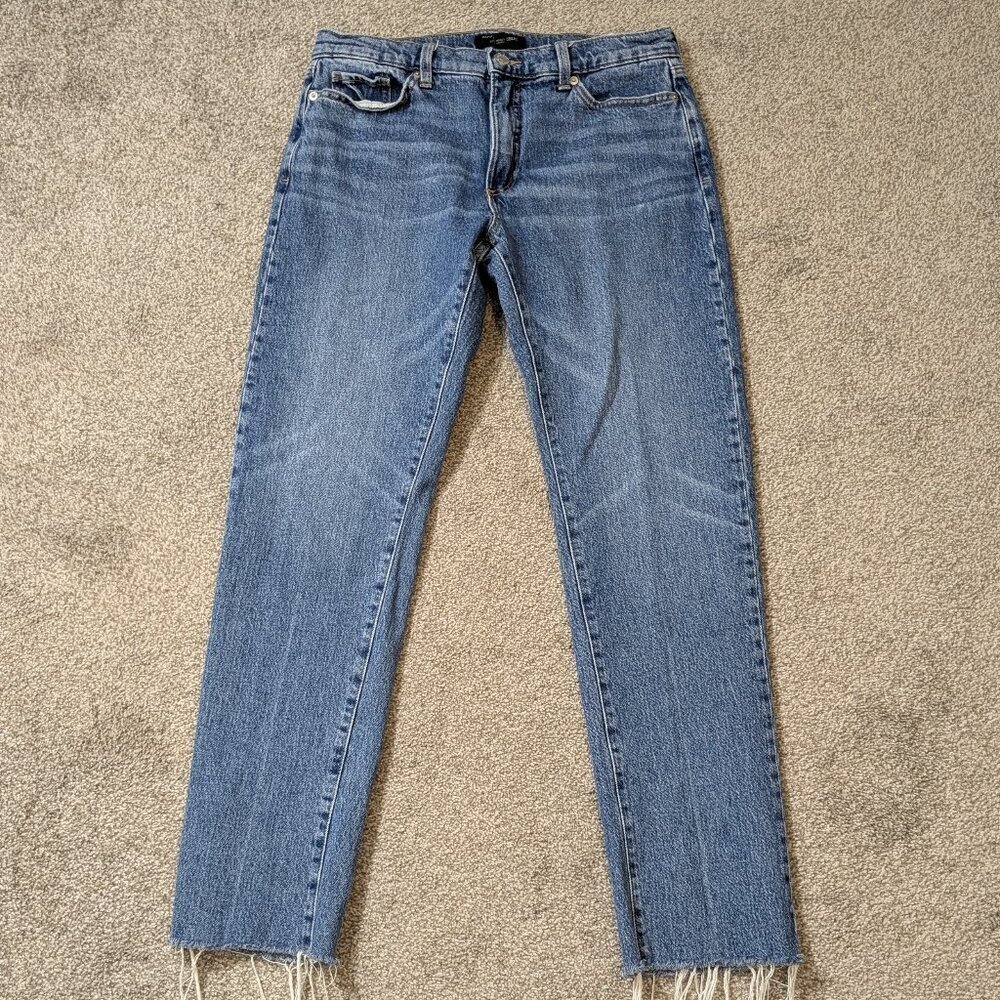 BANANA REPUBLIC "The Beau Jean", Blue Denim Mid-Rise Cuf-Off Jeans; Size 28/6 P